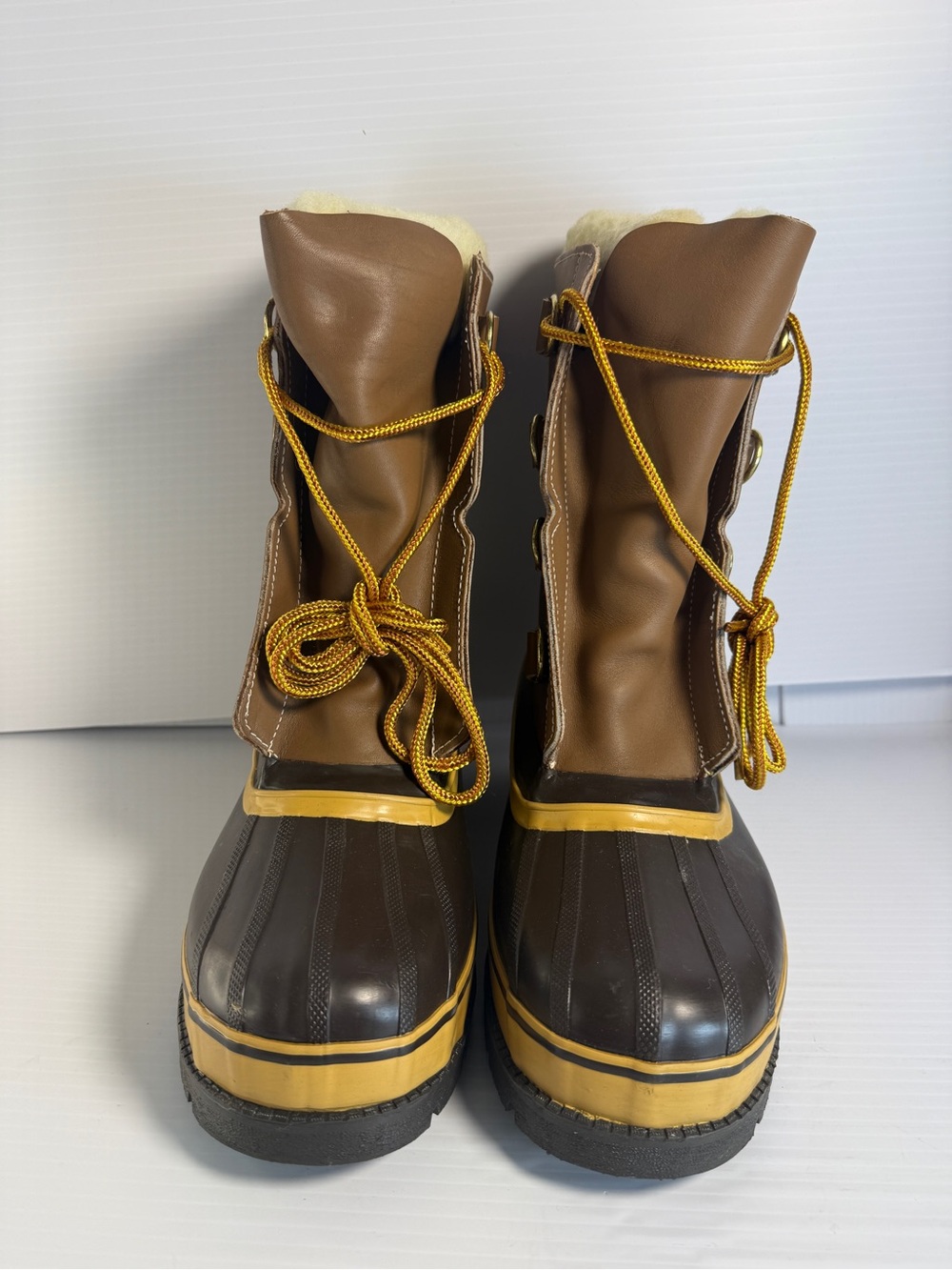 Lake of the Woods Men's Brown Waterproof Winter Boots with Yellow Trim